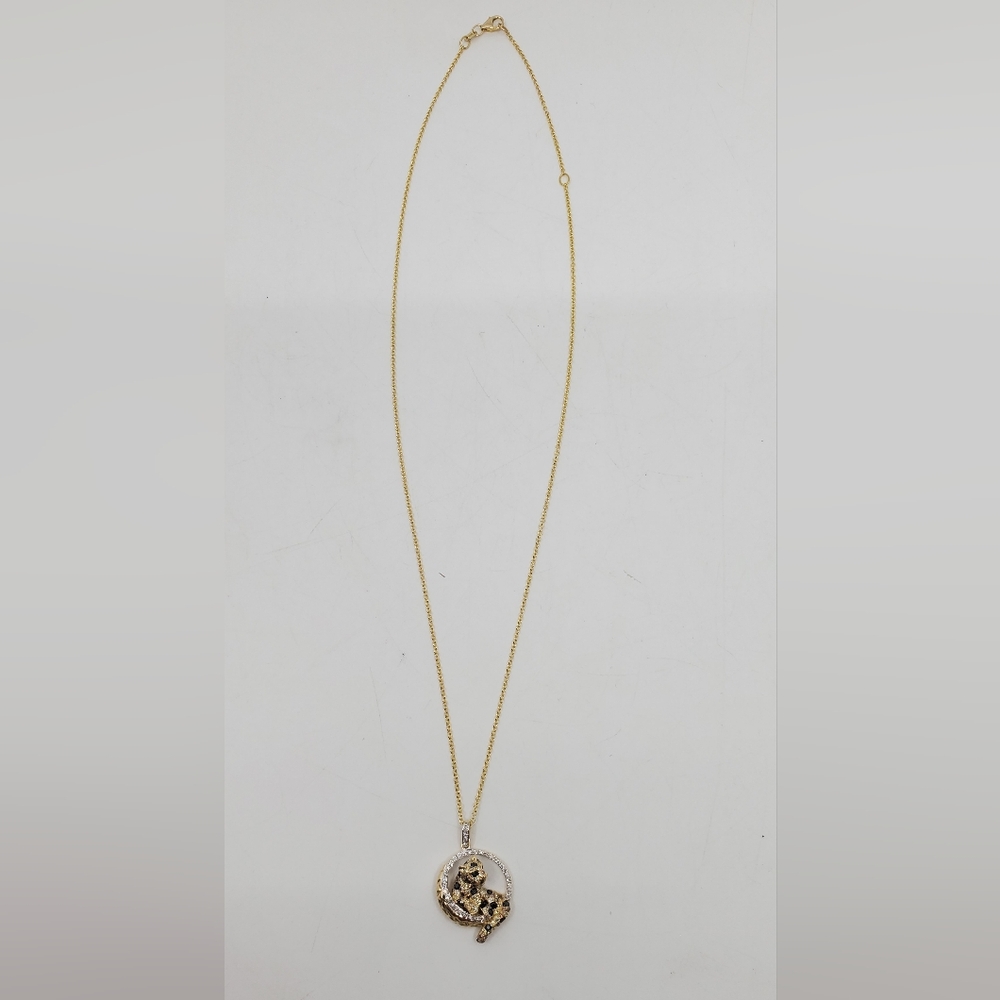 Effy 14K Yellow Gold Multi Color Diamond Panther Pendant - Picture 8 of 9